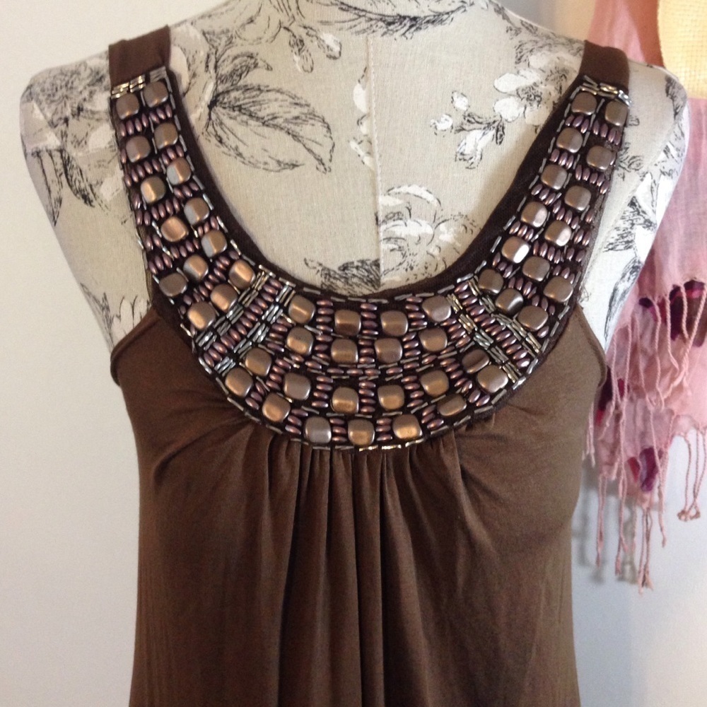Cristinalove Brown Embellished Dress M - Picture 2 of 4